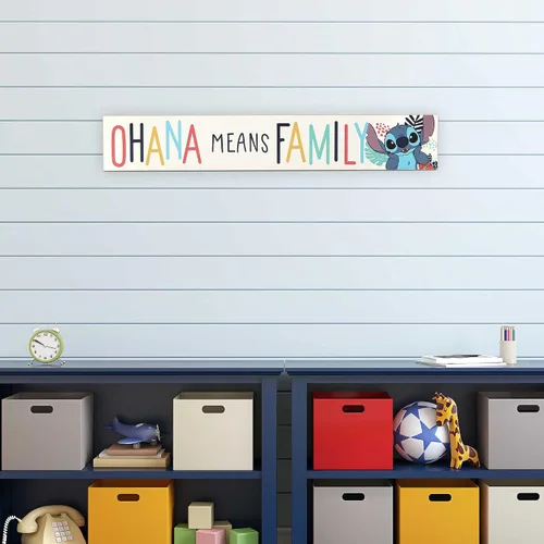 Miniatura 6 de Open Road Brands Disney Lilo and Stitch - Arte de pared de madera Ohana Means Family, letrero grande de Lilo y Stitch para decoración del hogar