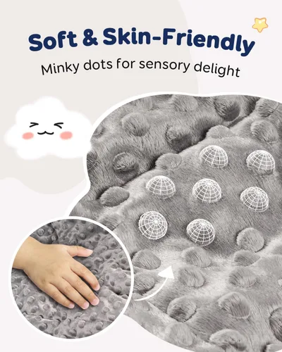 Miniatura 5 de Kivik Manta con peso de 3 libras, manta pesada de puntos Minky suave refrescante para una mejor relajación y sueño, lavable a máquina, 36 x 48 Gris