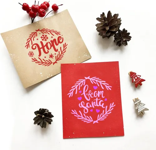 Miniatura 5 de 20 plantillas navideñas para pintar sobre madera, 3 x 3 pulgadas, pequeñas plantillas reutilizables de Feliz Navidad, plantillas redondas