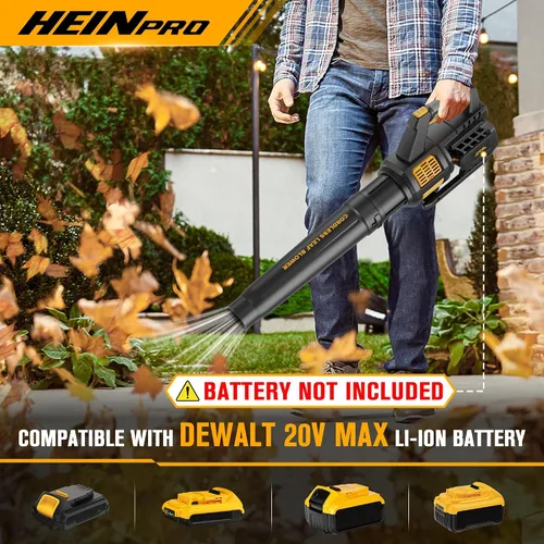 Miniatura 2 de HEINPRO Soplador de hojas inalámbrico compatible con batería Dewalt 20V Max 400CFM, soplador de hojas eléctrico inalámbrico, velocidad variable