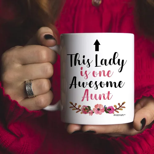 Miniatura 5 de Taza de café This Lady Is One Awesome Aunt – Taza de 11 oz para tía – Taza para cumpleaños, Navidad, Día de la Madre de sobrina, sobrino, familia