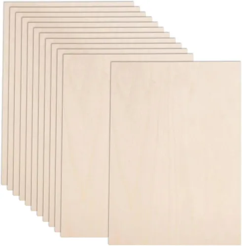 AWIZOM Paquete de 12 hojas de tilo para manualidades - 12 x 8 x 1/8 pulgadas - 3mm de espesor, hojas de madera contrachapada con superficies lisas -