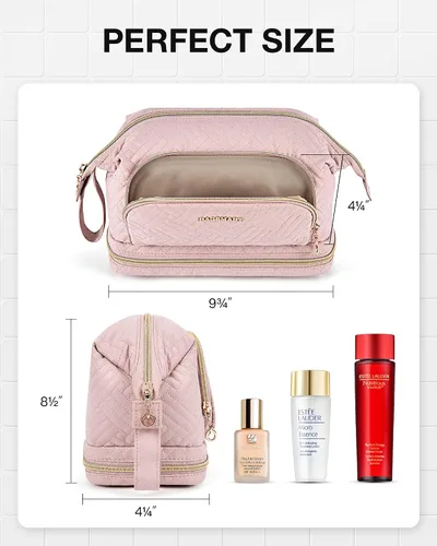 Miniatura 5 de BAGSMART - Bolsa de maquillaje de viaje, bolsa de cosméticos, estuche organizador de maquillaje, grande, de apertura amplia para mujeres, bolso