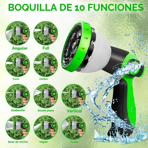 Miniatura 5 de Junredy Manguera de jardín de 25 pies, manguera de agua no expandible, flexible, ligera y resistente, con boquilla de 10 funciones, diseño sin