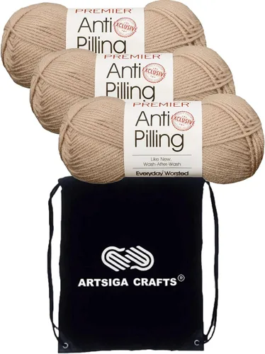 Miniatura 8 de Premier Yarns Everyday Anti-Pelusa Hilo Sólido Verde Pino DN100-8 (6-Madejas - Mismo Lote de Tinta) #4 Peso Estambre Acrílico para Tejer