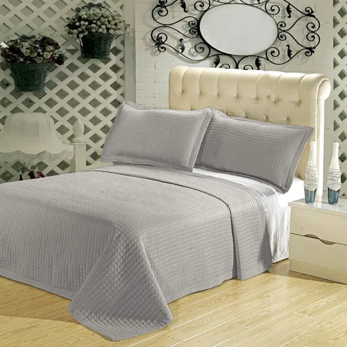 Miniatura 2 de sheetsnthings Juego de colcha acolchada de lujo, 3 piezas de microfibra sin arrugas, cómoda colcha con fundas de almohada a juego (tamaño King, gris)