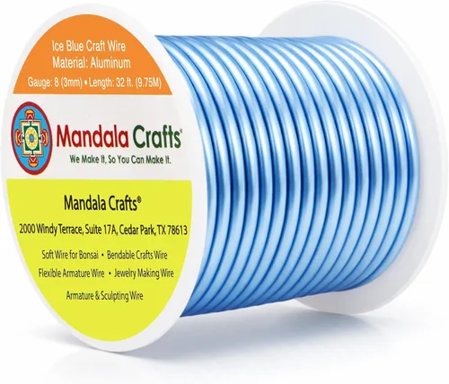 Miniatura 296 de Mandala Crafts - Alambre de aluminio anodizado de 8 calibre para hacer joyas - 9.75 m de alambre flexible negro colorido - Flexible para bonsái