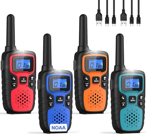 Miniatura 11 de Walkie Talkies Wishouse para adultos de largo alcance - recargables, 4 paquetes de radios de 2 vías, accesorios para senderismo