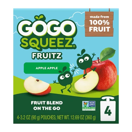 Miniatura 4 de GoGo squeeZ - Puré de manzana, sin gluten, vegano, puré de manzana sin azúcar, se puede volver a cerrar, bolsas sin BPA