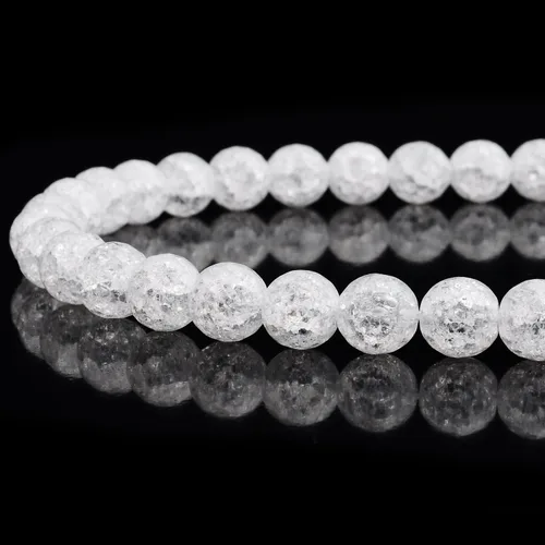 Miniatura 21 de RUBYCA Natural AAA Grado Blanco Claro Cuarzo Cristal Crackle Redondo Perlas Joyería Fabricación 1 Strand 0.157 in