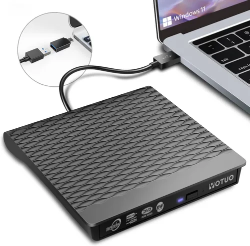 Miniatura 16 de YOTUO Unidad externa de CD/DVD, USB 3.0 portátil y USB-C CD RW, reproductor de DVD, quemador de DVD para laptop, escritorio, compatible con Windows