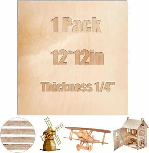 Juexica 1 Pcs 6 mm Birch Plywood 12 x 12 in Craft Wood Unfinished Plywood Sheets for DIY Projects Wood Engraving Burning Drawing Painting Laser