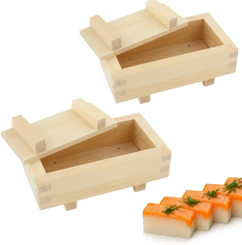 Miniatura 8 de JapanBargain, Molde rectangular de madera para hacer sushi Oshizushi, molde para arroz, 7 x 4 pulgadas, 1 paquete