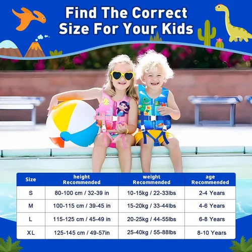 Miniatura 3 de Chaleco de natación para niños, flotadores para niños pequeños con correa de seguridad ajustable, ayudas de natación, flotador infantil, traje