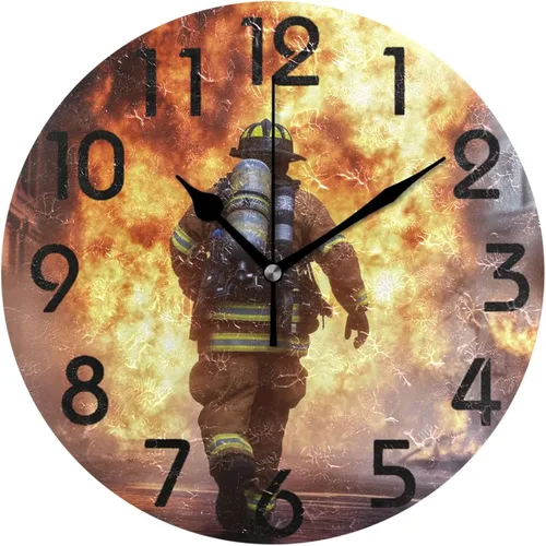 Miniatura 22 de Reloj de pared redondo retro de otoño con dos gnomos y calabaza de 10 pulgadas, funciona con pilas, reloj de escritorio analógico silencioso sin