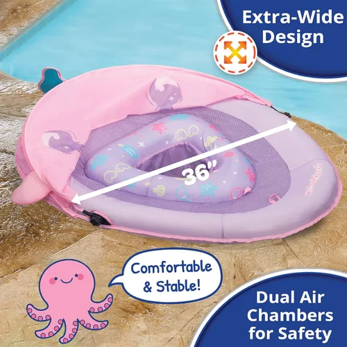 Miniatura 5 de SwimSchool Infant Baby Pool Floats, Free Swimming, Super Buoyant – Ages 6-24 Months – Multiple Colors/Styles – Adjustable Canopies and Seats, Splash