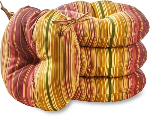 Miniatura 47 de Greendale Home Fashions Cojín redondo para asiento bistro de 15 pulgadas, 2 unidades (paquete de 1), Adobe Stripe