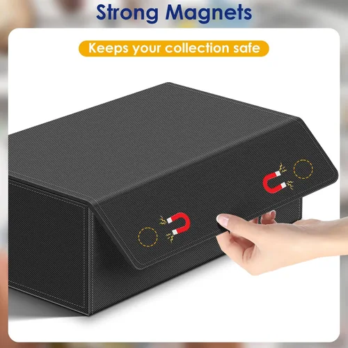 Miniatura 3 de Homthy Caja de almacenamiento de cubierta de 1200+ cartas para cartas de intercambio, caja de almacenamiento de cartas de cuero Commander con 1200+
