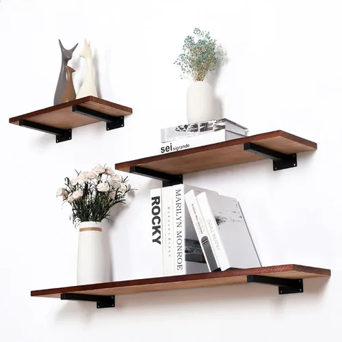 Miniatura 5 de Soporte de estante industrial, soportes de pared retro, soportes ocultos para estantes flotantes, soportes multifuncionales de hierro