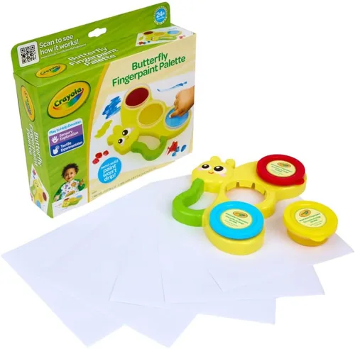 Miniatura 2 de Crayola Paleta de pintura de dedos de mariposa (3 quilates), pintura de dedos lavable y a prueba de derrames para niños pequeños, pintura menos