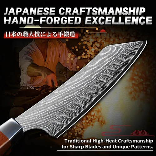 Miniatura 4 de TIJERAS Cuchillo de chef japonés, cuchillo de cocina Santoku de Damasco, 7 pulgadas, Damasco de 67 capas, cuchillos de chef profesionales afilados