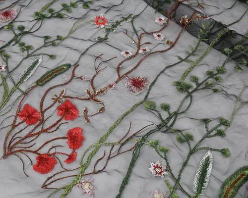 Miniatura 3 de Exquisita tela de encaje bordado floral de tul para costura, vestido superpuesto, adorno de cortina, 60 pulgadas de ancho