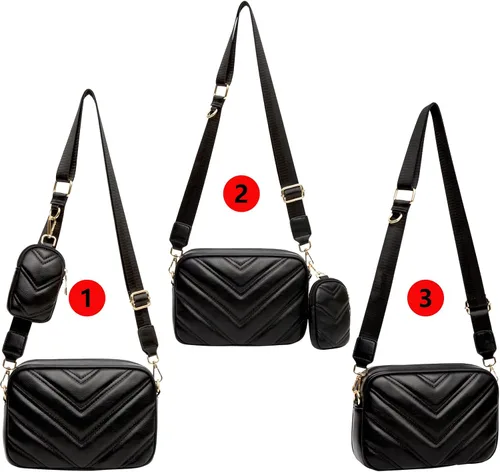 Miniatura 4 de Herald Chevron - Bolso cruzado pequeño acolchado con monedero para mujer cuadrado con cámara de fotos hombro lateral 2 tamaños
