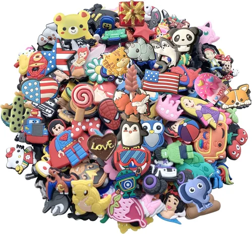 Gvinwno 100 dijes de zapatos de forma aleatoria para zapatos, pulsera, decoración, regalos de fiesta, regalo de cumpleaños, Cloruro de polivinilo,