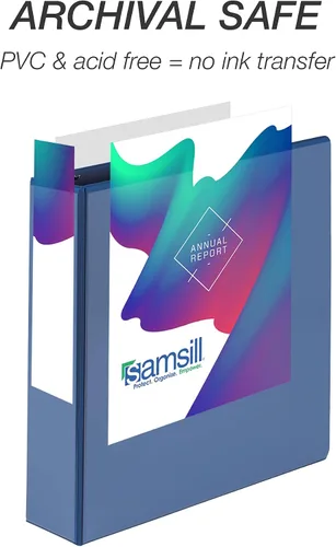 Miniatura 466 de Samsill - Carpeta duradera de 5 pulgadas, fabricada en los Estados Unidos, con anillos en D, transparente y personalizable, color blanco