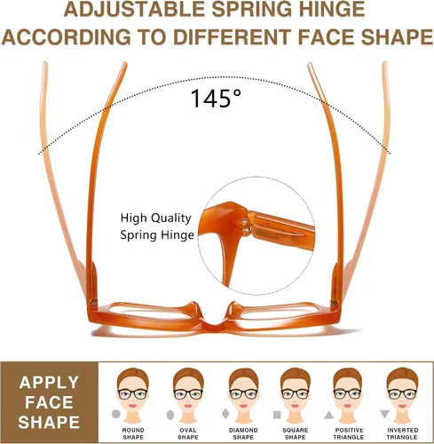 Miniatura 6 de Lentes de lectura cuadrados de estilo moderno con bisagra de resorte, bloqueo de luz azul para hombres y mujeres