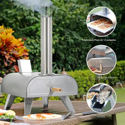 Miniatura 6 de BIG HORN Horno de pizza multicombustible de 12 pulgadas para exteriores que alcanza hasta 1110 ℉ - Compatible con madera, gas y electricidad 3 en 1