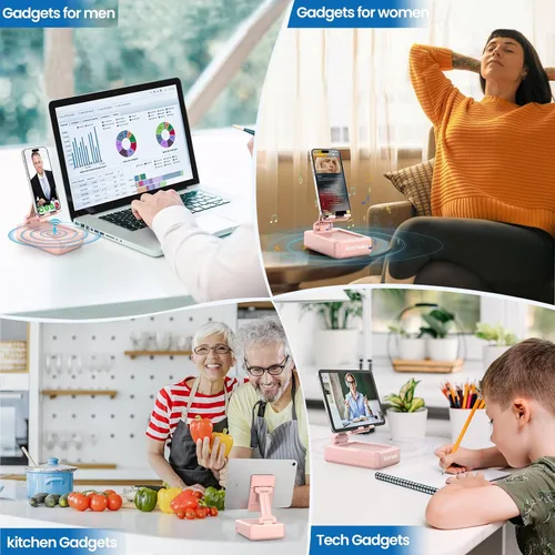 Miniatura 3 de JTEMAN Soporte para teléfono celular con altavoz Bluetooth, regalos de cumpleaños para mujeres y hombres, accesorios de cocina para hombres, Rosa