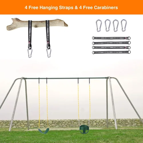 Miniatura 7 de RedSwing Columpio de Cubo Completo de Respaldo Alto con Combo de Asiento de Columpio de Servicio Pesado (Triángulo y Chain Dip), Correas de Árbol
