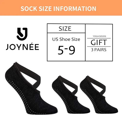 Miniatura 7 de JOYNÉE Calcetines de yoga antideslizantes para mujer con agarres, ideales para pilates, barras, bailes, hospitales, fitness, 3 pares