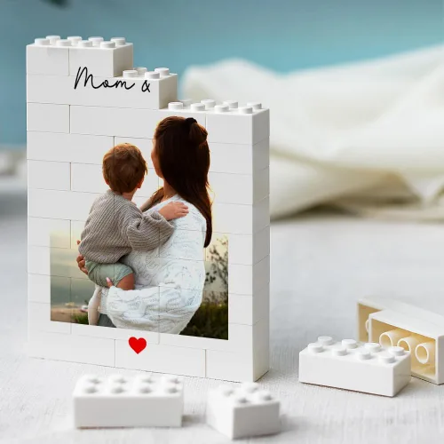 Miniatura 9 de Bloque de fotos de ladrillo de construcción de corazón personalizado, rompecabezas de imagen personalizado para parejas, familia o amigos, día