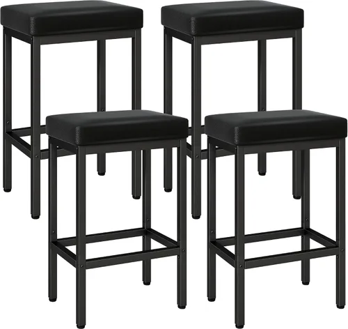 Miniatura 10 de YMYNY Juego de 2 taburetes de bar de 26 pulgadas de altura de mostrador, taburetes de bar negros para encimera de isla de cocina, taburetes