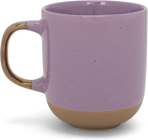 Miniatura 2 de Elanze Designs Speckled - Juego de 4 tazas de cerámica de 16 onzas con mango metálico, color morado Púrpura