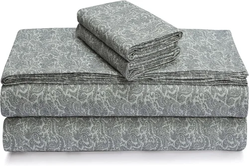 Miniatura 33 de Tribeca Living Sábanas de franela de algodón portugués tamaño King – Juego de sábanas de bolsillo profundo de 170 GSM para colchones de hasta 21 Ava