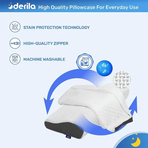 Miniatura 5 de Derila Almohada cervical de espuma viscoelástica tamaño Queen y funda de almohada adicional Control óptimo de temperatura para tu sueño perfecto.