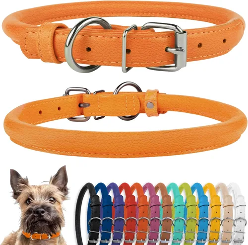 Miniatura 55 de CollarDirect Collar de perro con tachuelas, collares de cuero para mascotas para perros pequeños, medianos y grandes, acolchado suave, marrón, negro