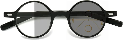 TR90 Gafas de lectura redondas multifocales progresivas para mujer, lentes de sol fotocromáticos de transición para hombre, lectores de enfoque Negro