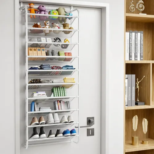 Miniatura 8 de AQQHSAIN Organizador de zapatos de pared de 10 niveles sobre la puerta, zapatero de pared, zapatero de puerta, zapatero para armario, despensa