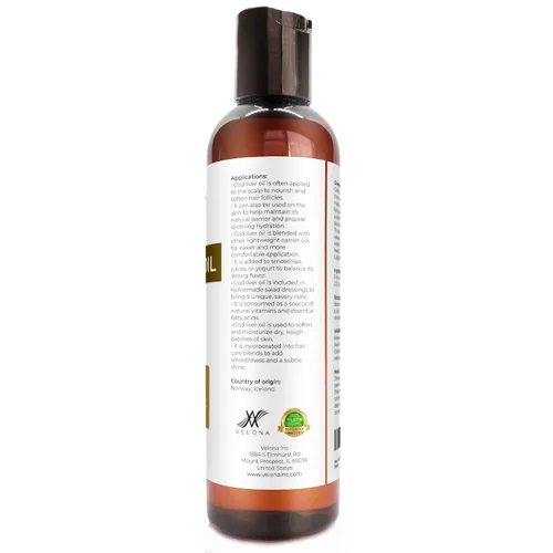 Miniatura 4 de velona Aceite de hígado de bacalao – 4 onzas líquidas 1,000A/100D UI/g Omega 3 Vitaminas A y D3 Aceite nórdico de origen sostenible del Ártico