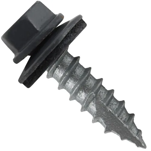 HERR #14 CHARCOAL Tornillo de techo de chapa metálica de cabeza hexagonal: 250 tornillos x 1