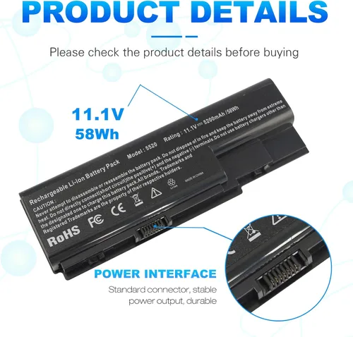 Miniatura 2 de Batería para portátil Gateway NV73 NV74 NV78 5920G NV79, para Acer AS07B31 AS07B51 AS07B41 AS07B42 AS07B32 AS07B61 AS07B71 AS07B72 AS07B52 ICL50 5520