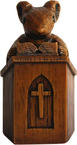 Miniatura 9 de Yuhoo Estatua de ratón de iglesia, ratón de iglesia de madera en el púlpito, figura coleccionable para decoración de escritorio del hogar
