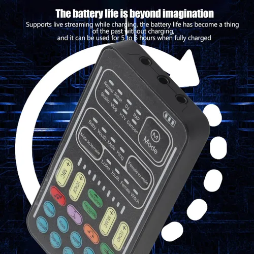 Miniatura 2 de Juego de cambiadores de voz I9, tarjeta de sonido para transmisión en vivo, modulador de voz portátil, 8 efectos de voz, compatible con PC, Switch