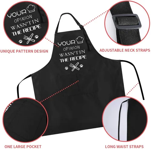 Miniatura 3 de ZOORON Divertidos delantales de chef negros para hombres, ajustables, para barbacoa, cocina, con bolsillos, accesorios para parrilla Tu opinión