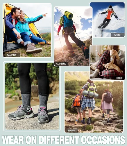 Miniatura 25 de Yebing Calcetines de senderismo de lana merina para mujer, térmicos, cálidos, para botas de invierno, con cojines, acogedores y gruesos