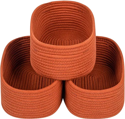 Miniatura 16 de CubesLand Cesta rectangular de organización/almacenamiento, cestas tejidas de cuerda de algodón natural para organizar, cesta pequeña para niños